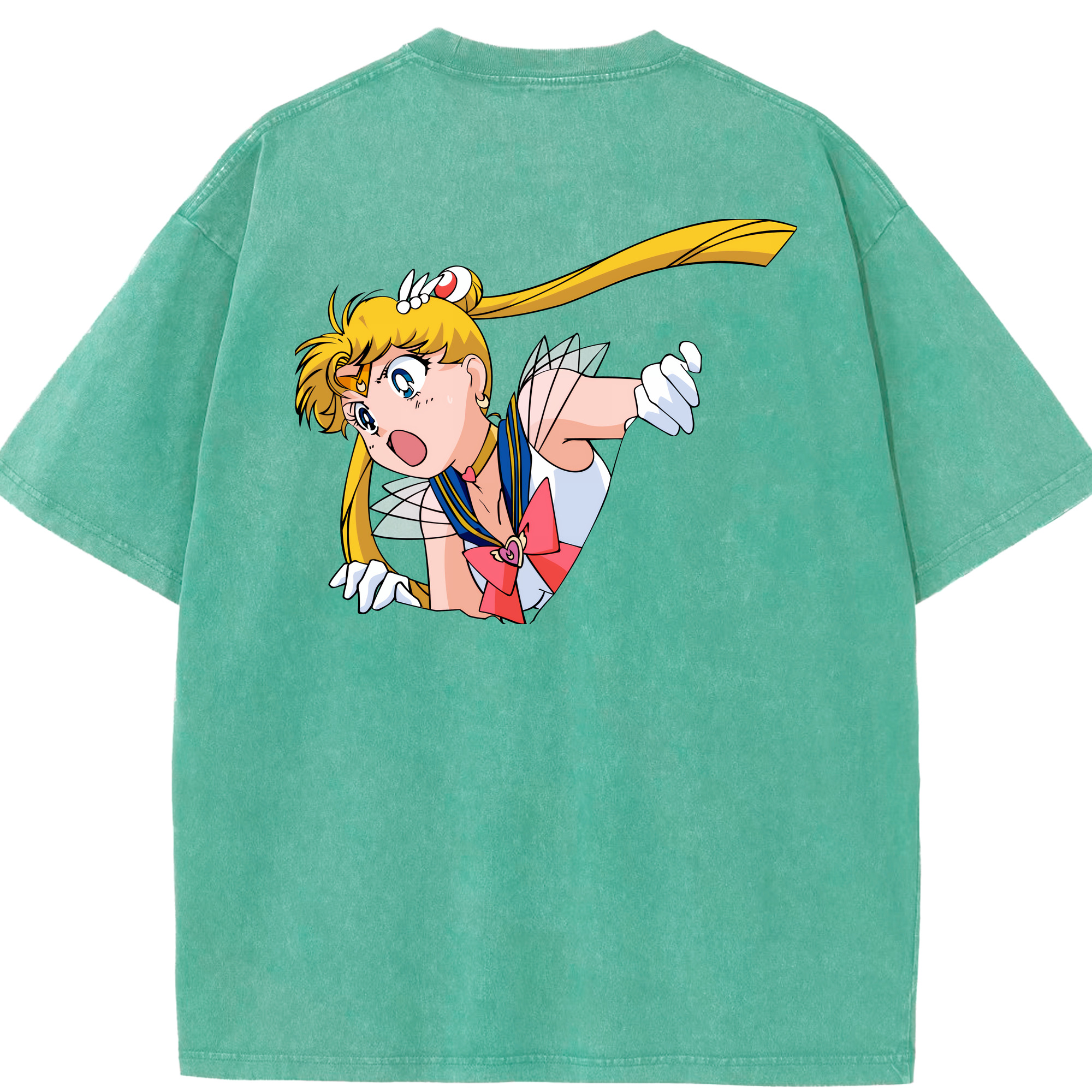 （画像用） 美少女戦士セーラームーン 月野 うさぎ つきの うさぎ Sailor Moon Tsukino Usagi 綿100% ヴィンテージ風 半袖Tシャツ（背面プリント）